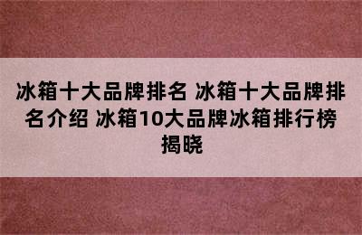 冰箱十大品牌排名 冰箱十大品牌排名介绍 冰箱10大品牌冰箱排行榜揭晓